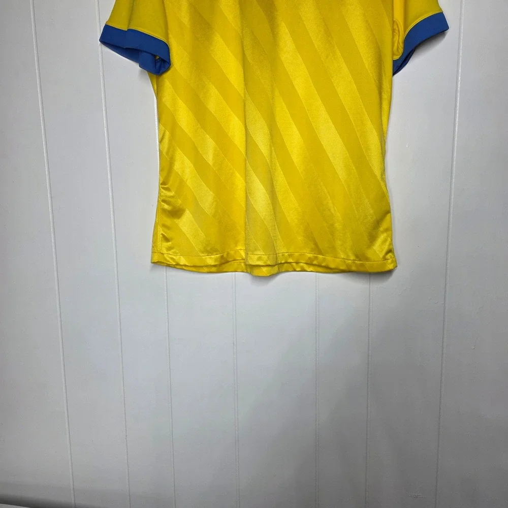 Nike Soccer Jersey Mens XL Yellow Blue Dri-FIT Shadow Stripe Training Shirt